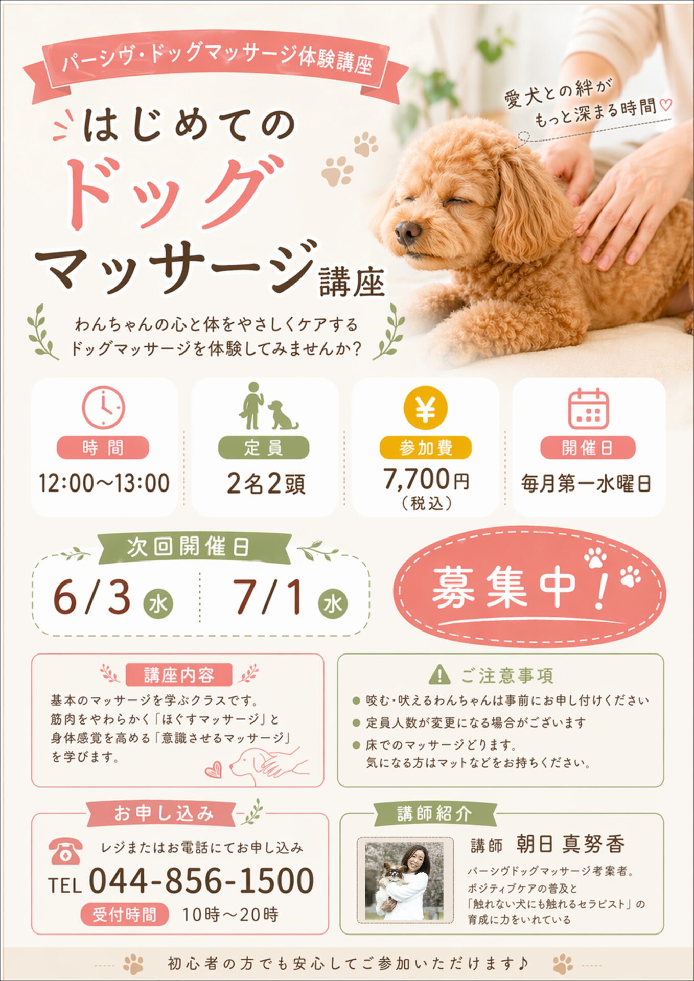 はじめてのドッグマッサージ講座 受講生募集中！ | ペットフォレスト